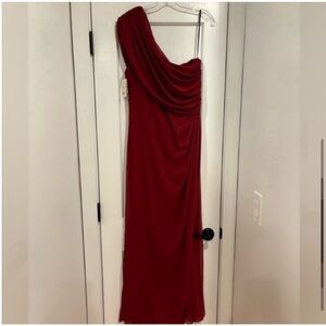 Dessy Collection NEW One Shoulder Gown Burgundy Draped Ruched Womens Size 22